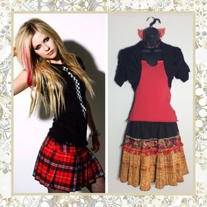 🍒 4PC RUFFLE MINI SKIRT BOHO RUFFLE CAT EARS TANK PETITE SHRUG SET BUNDLE GYPSY